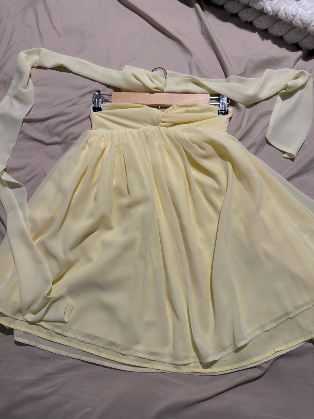 Peppermayo Pale Yellow Chiffon Skirt with Sash